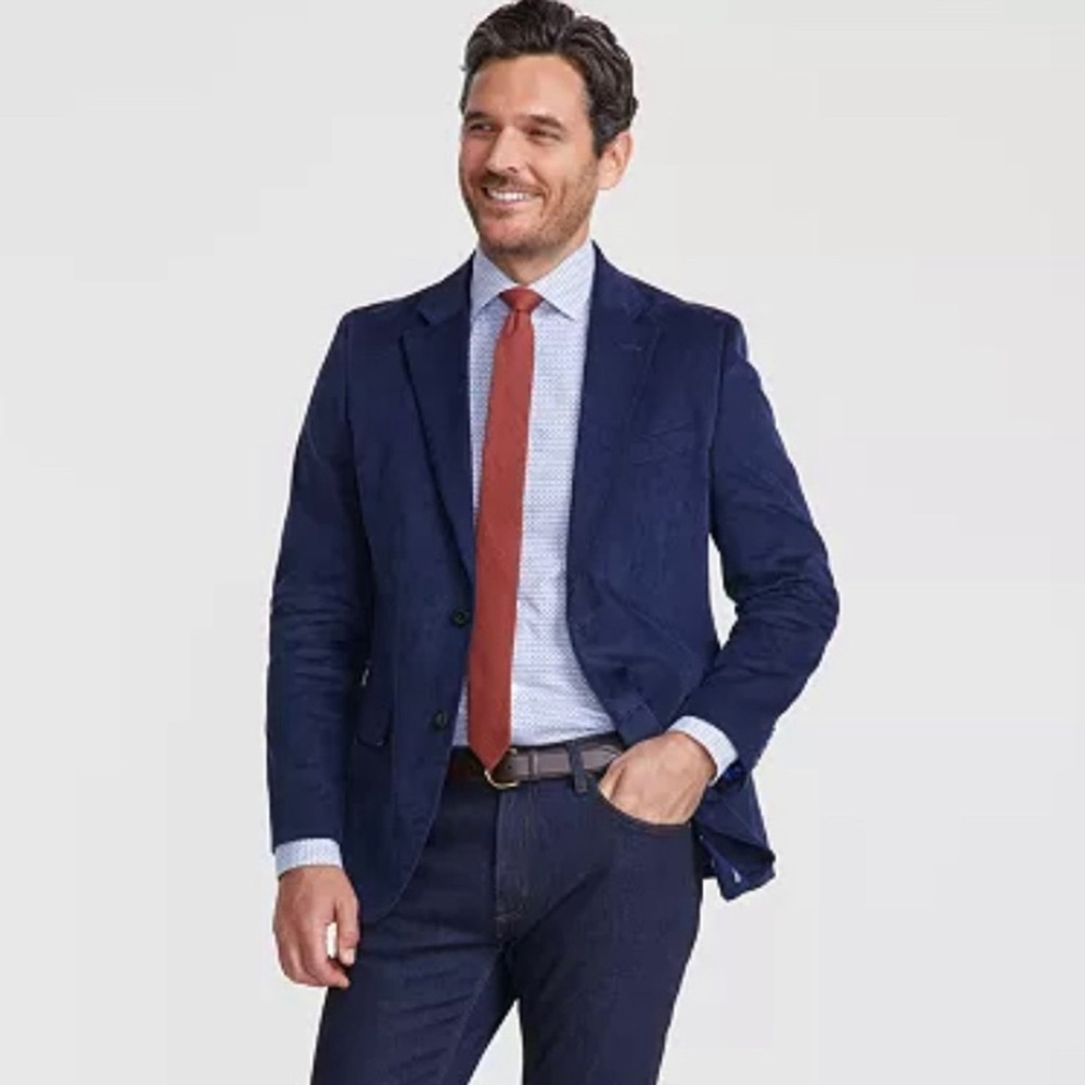 Nautica Men's Modern-Fit Stretch Corduroy Sport Coat Blazer Suit Jacket Navy